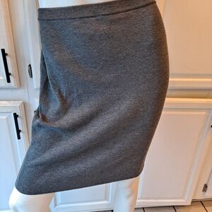 Eileen Fisher Elegant Gray Wool Midi Petite Pencil Skirt